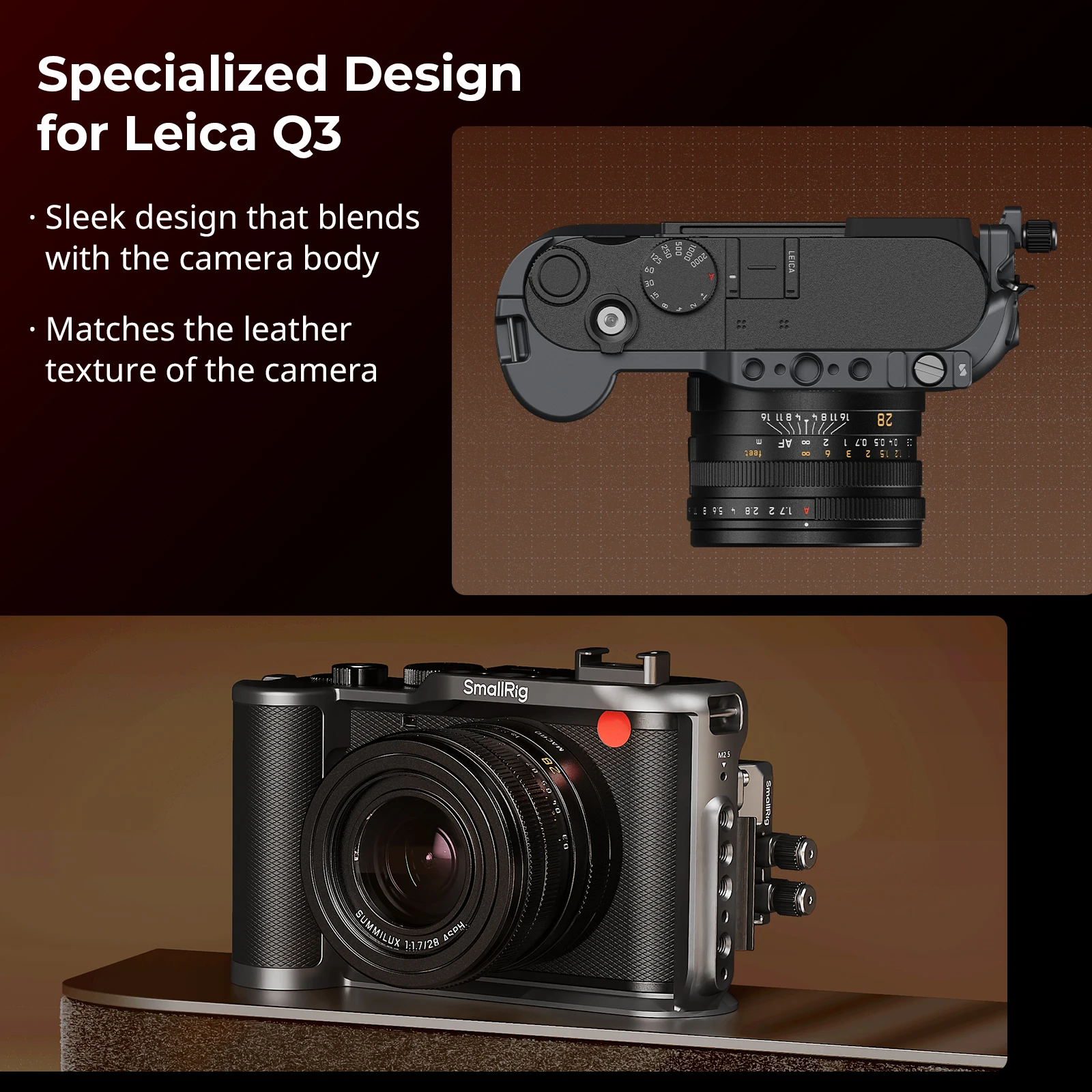 SmallRig Q3 Cage Kit for Leica Q3, with USB-C Cable Clamp Silicone Support, with Arca-Swiss Quick Release Plate -4567