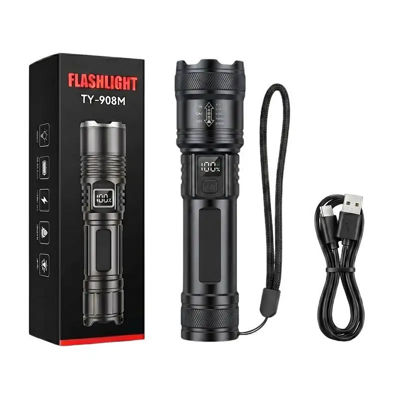 Super Bright Flashlight Rechargeable LED Torch Long Range Tactical Lamp Portable For Outdoor Camping Fishing Lantern