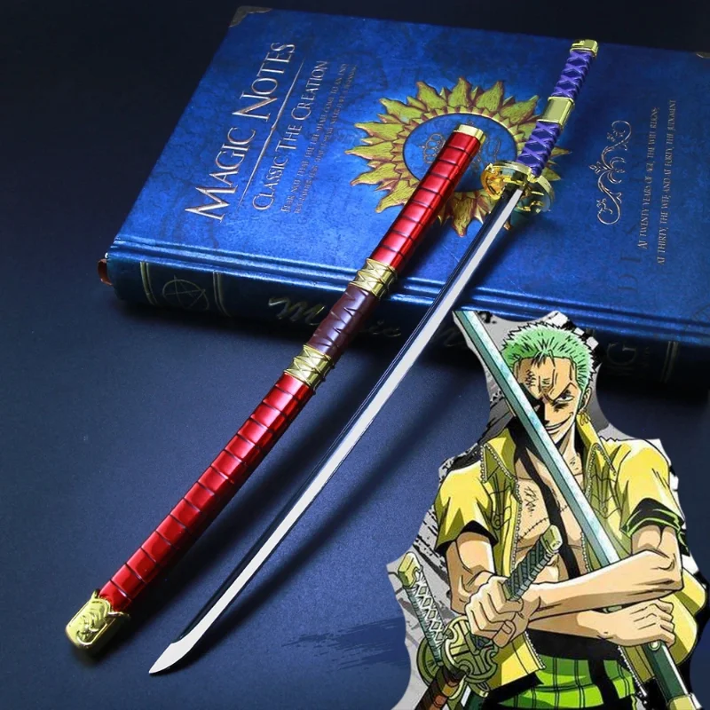 25CM Roronoa Zoro Sword Keychain Samurai One Katana Piece Stainless Steel Sword with Scabbard Collection Decoration Craft Gifts