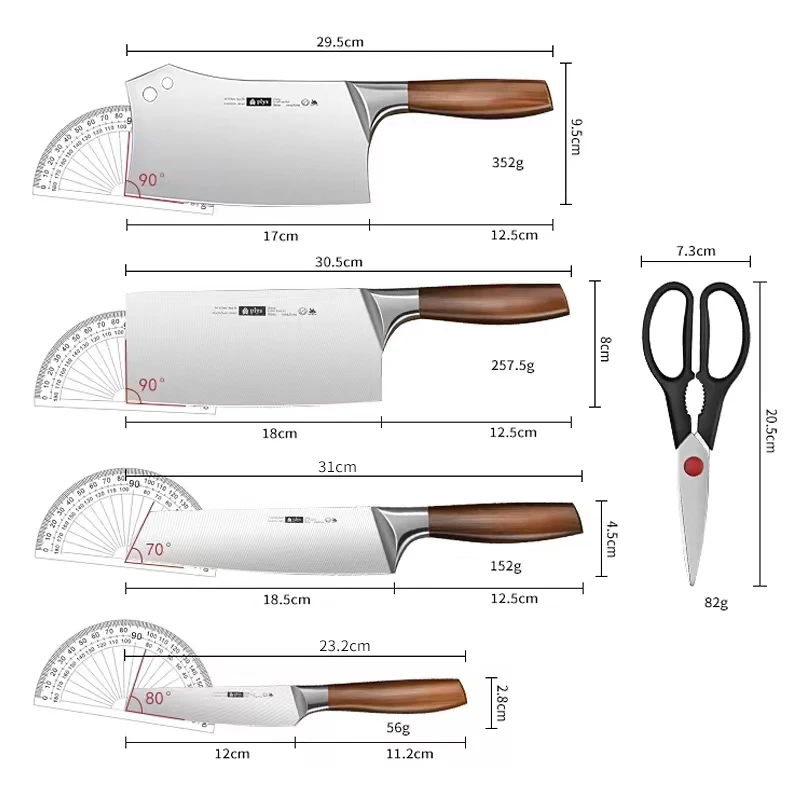 CMGF Kitchen Knife Set Stainless Steel 7.2-Inch Chef Knife High Hardness Chopping Knife Meat Cutter