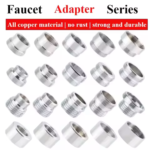 Faucet Adapter 22 Turn 16-32mm Brass Silver Coupler With sealing ring Internal and External Fine Tooth Faucet Conversion Thread