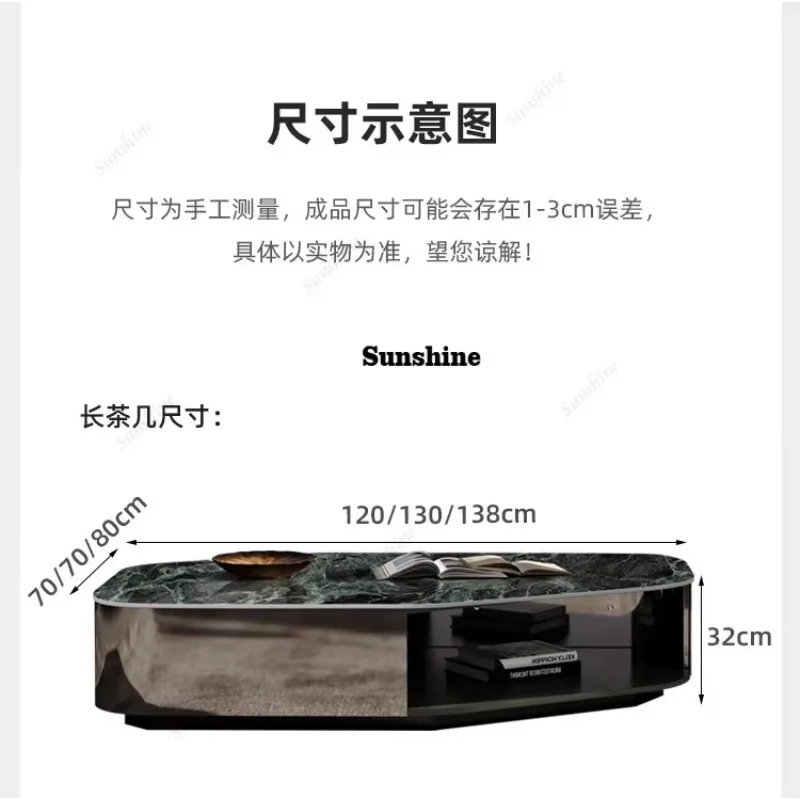 Italian design, light luxury, high-end, modern and simple living room, home slate rectangular coffee tableYY