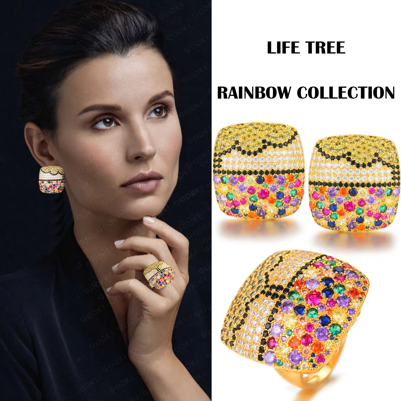 

Missvikki Big Square Stud Earring Bridal Women Girl Charm Jewelry Appointment Important occasion Stage Show Party Luxury Fashion