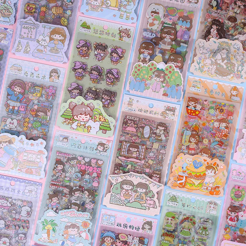 6pcs/pack PET waterproof material Scrapbooking Stickers DIY pattern Decorative Stationery Stickers Creative ledger sticker set