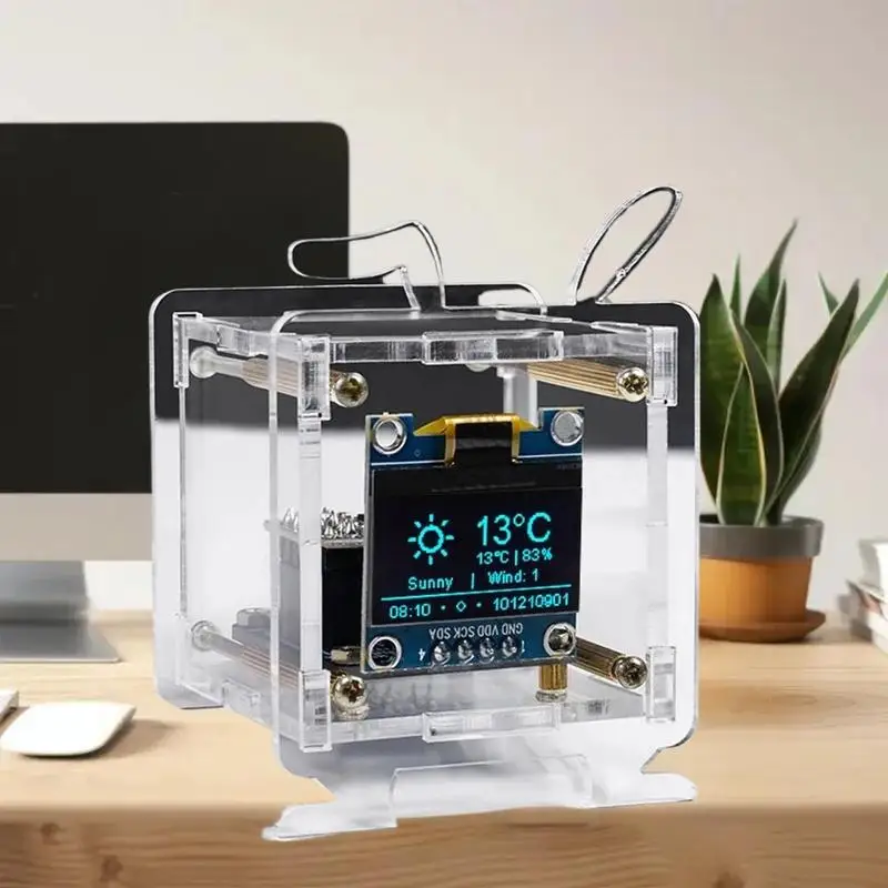 مجموعة ESP8266 WiFi Clock DIY مع OLED مقاس 0.96 بوصة - مشروع لحام IoT المغلقة للمنزل والمكتب