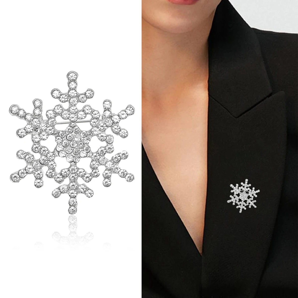 Starrygem Groothandel Kerst Strass Sneeuwvlok Broches Voor Vrouwen Bloemenspelden Kantoor Party Vriend Geschenken Sieraden Accessoires