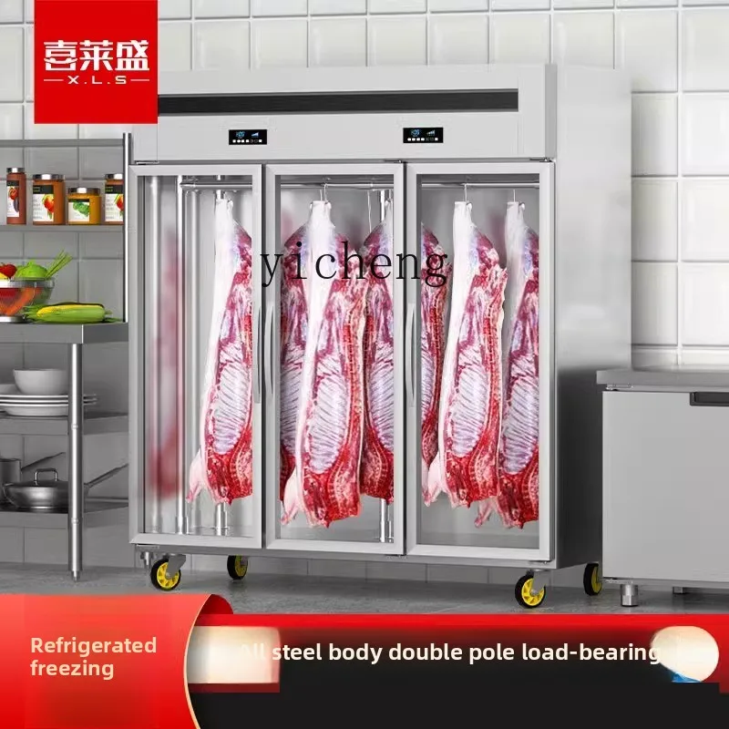 

ZC hanging meat cabinet commercial beef, sheep and pork vertical refrigerated freezer fresh meat display cabinet