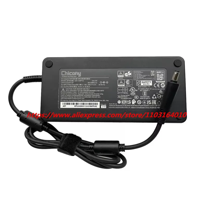 A20-330P1A 330W AC Adapter 19.5V 16.92A Charger For Acer Predator Helios Neo 16 Gaming Laptop Power Supply N22Q22 PHN16-71-77HU