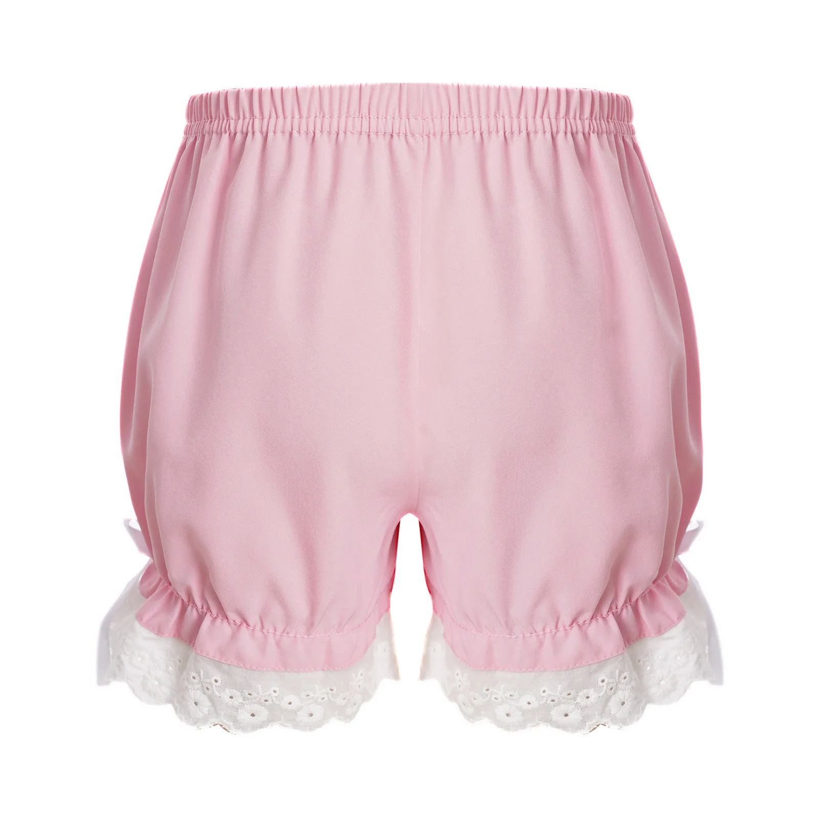 Kids Girls Safety Pants Bowknot Lace Underwear Elastic Waist Bloomers Pumpkin Shorts Bottoms Breathable Safety Shorts for Dress