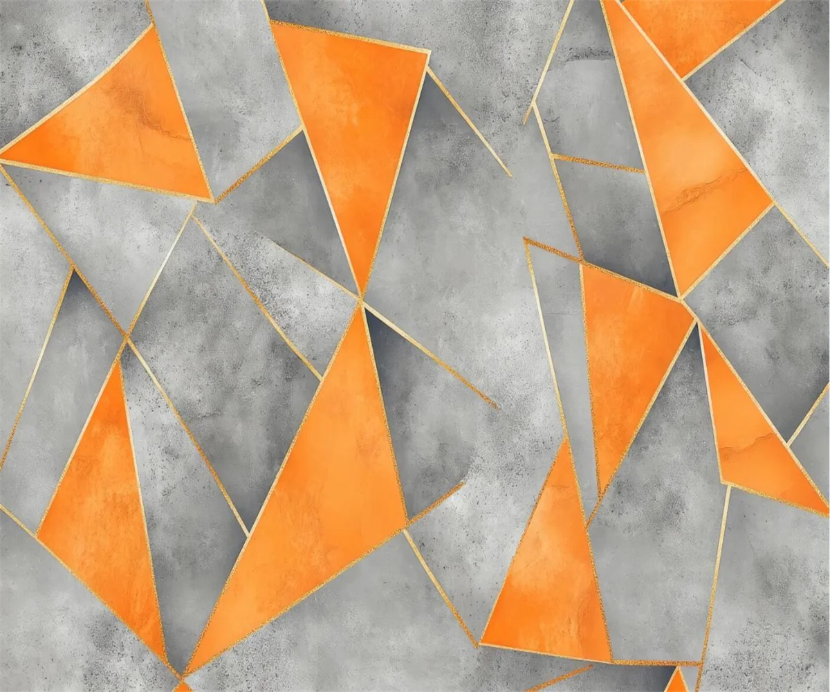Customized Size Mural Creative Geometric Lines Triangle Wallpaper Home Decoration Orange Cement Wall Painting 3d wallpaper