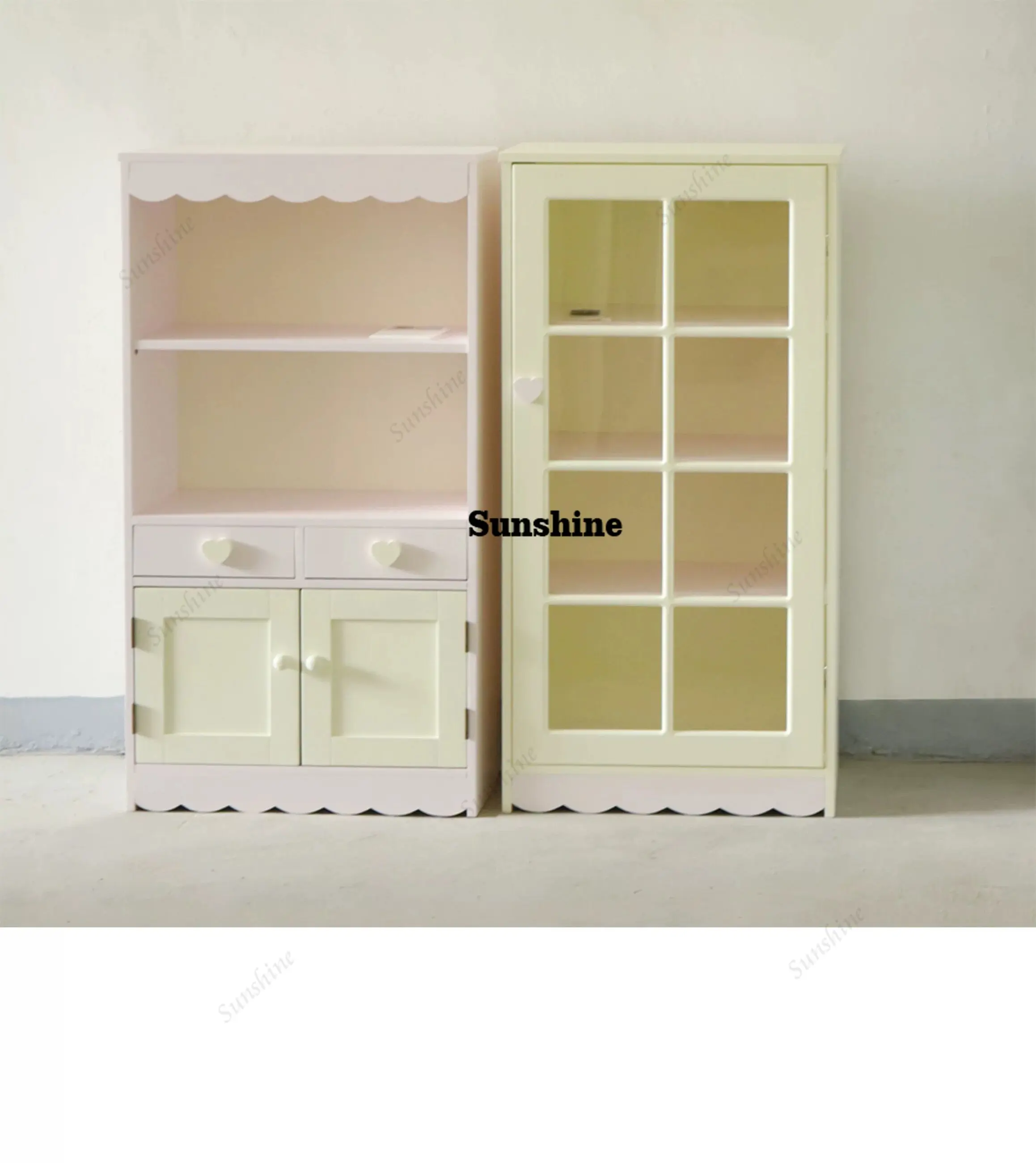 Cream wind cabinet figure, wooden storage comic handmade sense, simple and modern