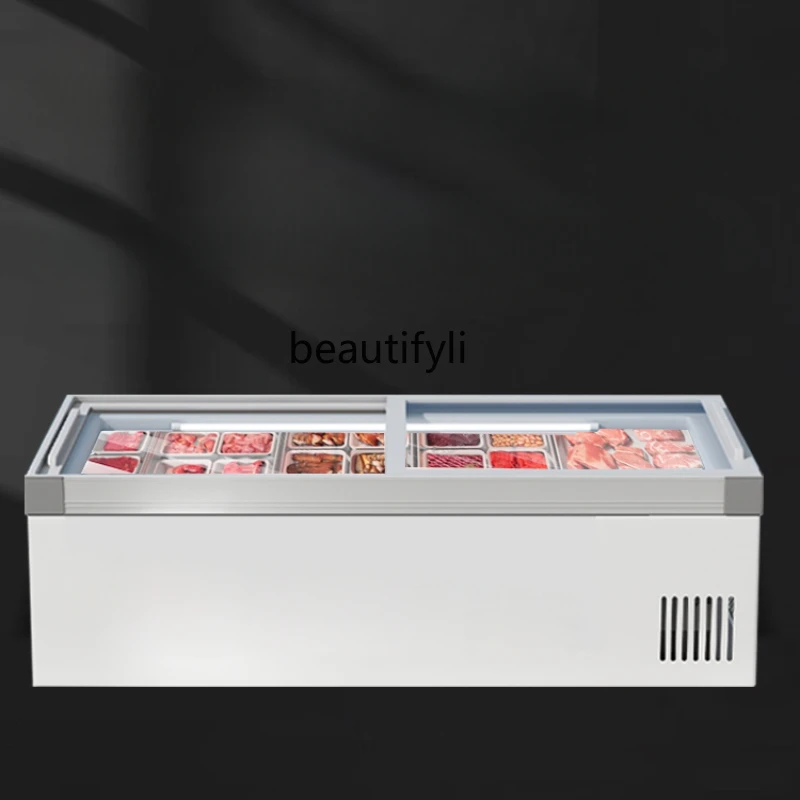 Desktop Display Frozen to Keep Fresh Fried Skewers Barbecue Stall Mobile Stall Frozen Freezer Horizontal Refrigerator