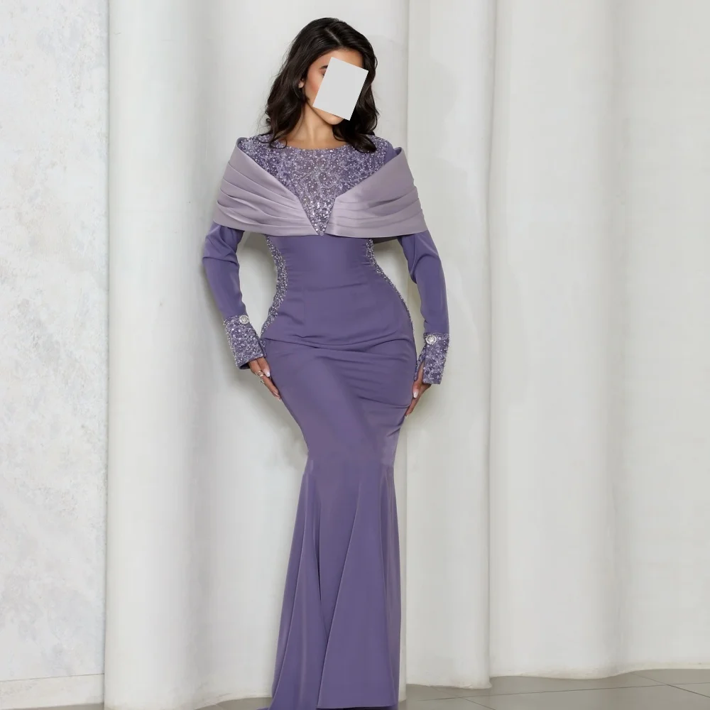 

Customized Pleat Sequined O-Neck Mermaid Long Dresses Sparkle Bespoke Occasion Women Luxury Evening Party Gown Elegant