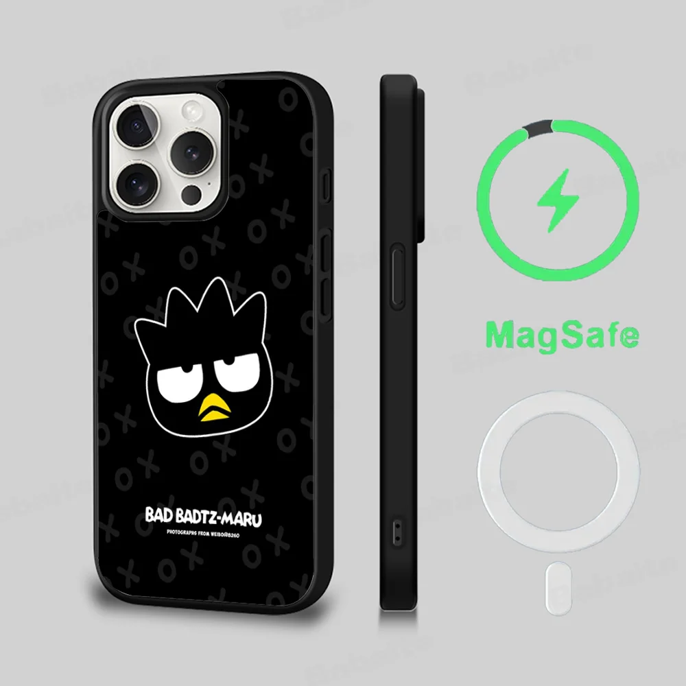 B-Bad B-Badtz M-Maru Phone Case Magesafe Magnetic Wireless Charge Case For IPhone 16 11 12 13 14 15 Pro Max Plus Mini