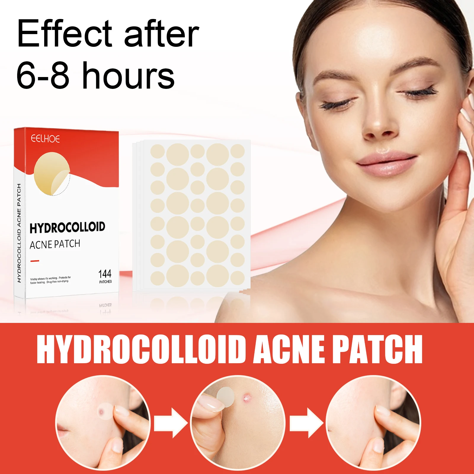144pcs Face Acne Patch Invisible Skin Care Hydrocolloid Pimple Acne Patches Professional Absorbing Spot Sticker Covering Acne