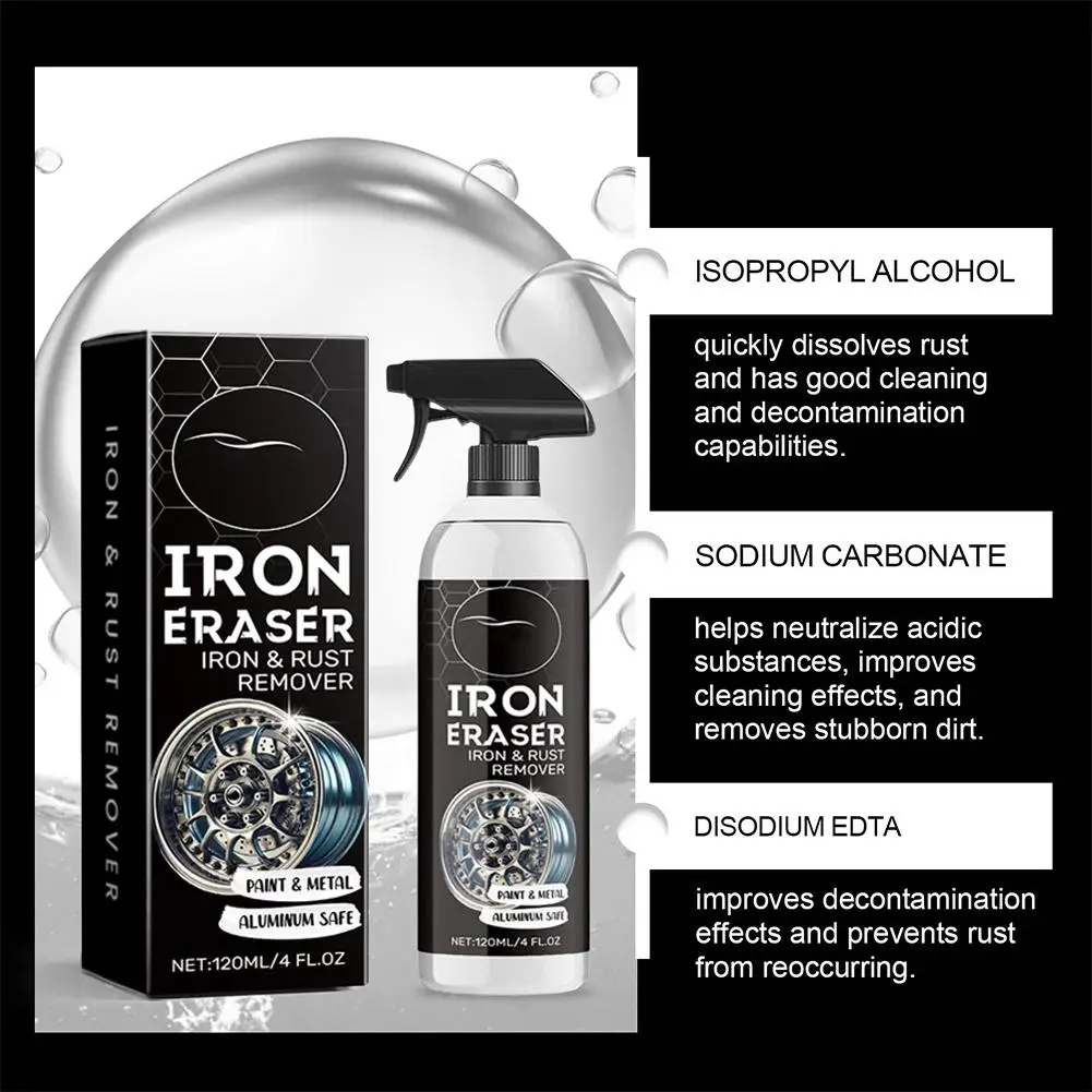 Car Wheel Rust Remover Spray,Iron Eraser Strong Cleaner for Tire Stains Iron Buildup, Restore Shine Auto Maintenance Powder