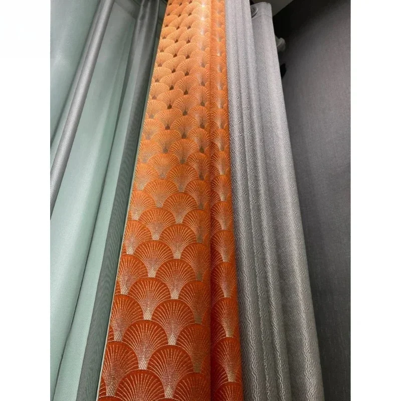 

Fashion Patchwork Orange Blackout Luxury Curtains for Living Room Bedroom Dining Room Dinette Print Elegant Decoration Window