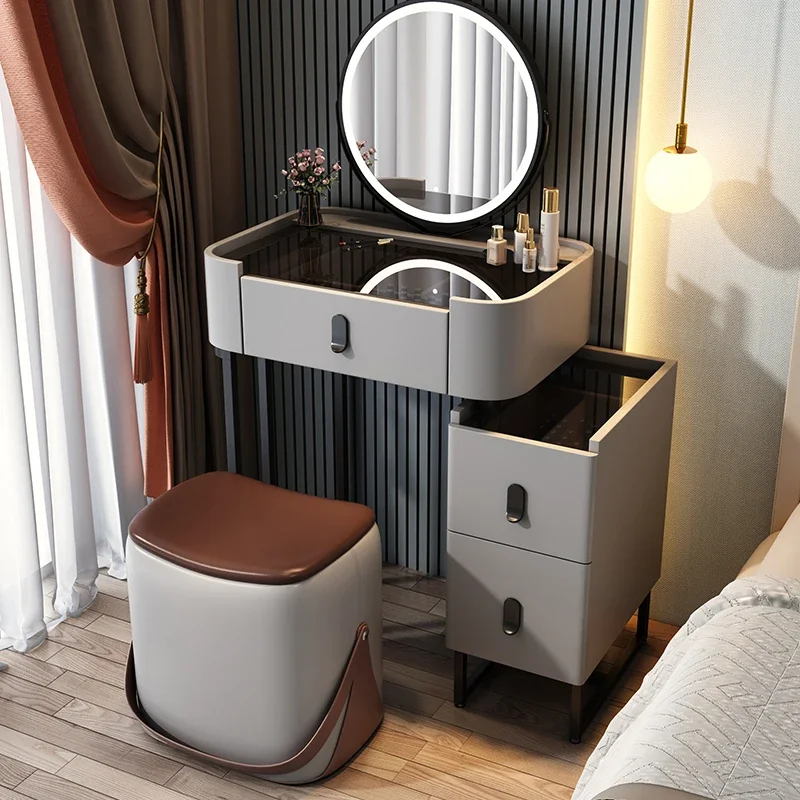 #Minimal Luxury Dressing Table Girl Organizer Makeup Room Dressing Table High End Texture Coiffeuse De Chambre Bedroom Furniture