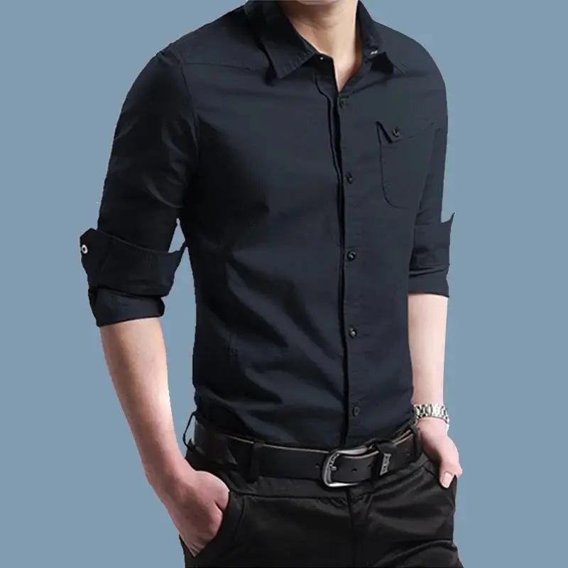Long-sleeved Shirt Men's Autumn New Pure Cotton Slim Korean Style Trendy Shirt Jacket Casual Inch Shirt