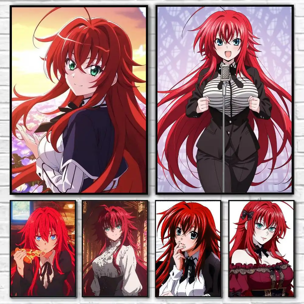 High School DxD Rias Gremory Poster Self-adhesive Art Waterproof Paper Sticker Coffee House Bar Room Wall Decor