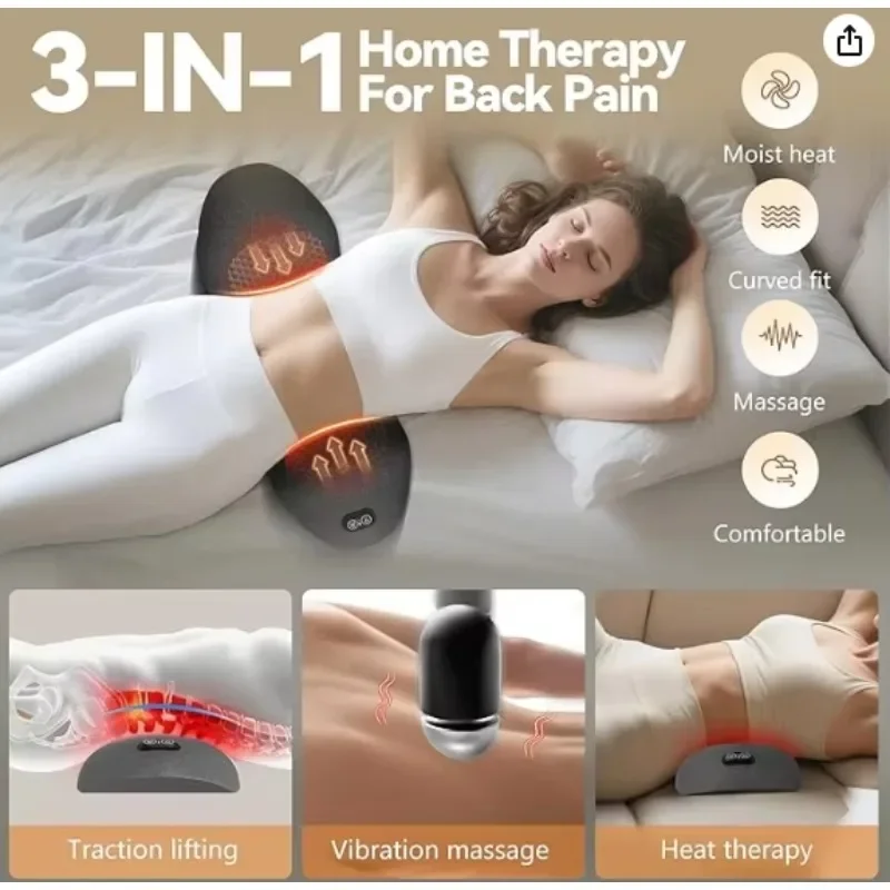 Rechargeable Neck Massage Pillow 3‑in‑1 Massage Heat Traction Function Cervical Support Relaxation Home Travel Massager