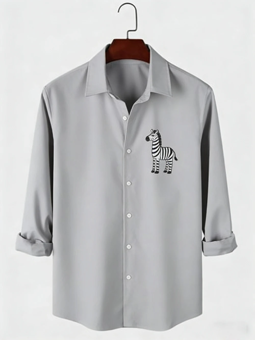 Men's simple casual panda fat tiger cute little animal 3D printed shirt Hawaiian beach shirt outdoor party long-sleeved clothes