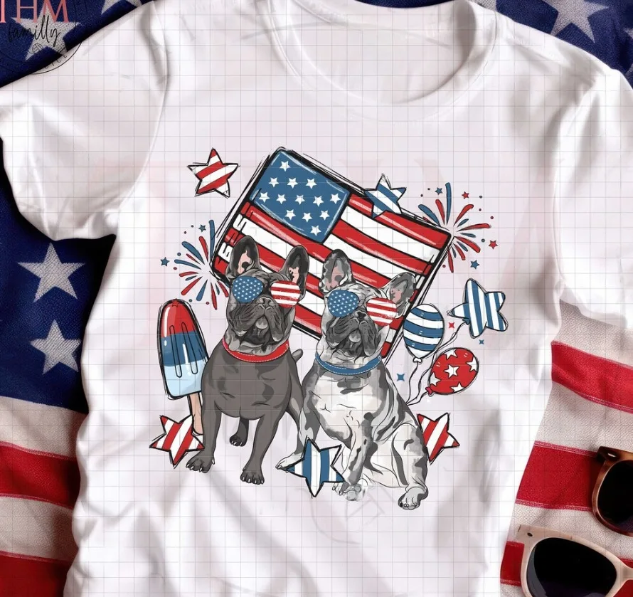 French Bulldog 4Th Of July Shirt Black And Merle Frenchie Usa Flag Gift