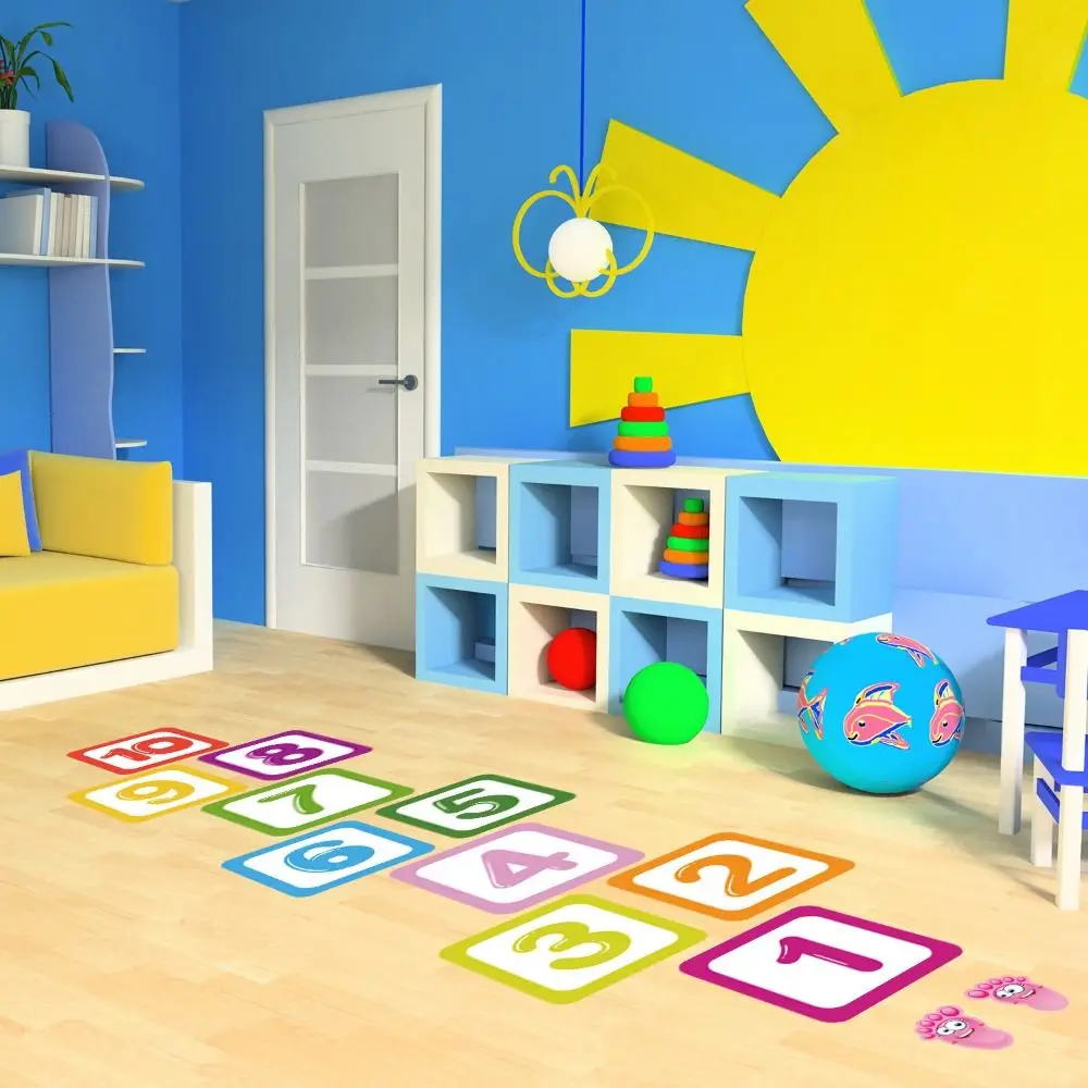 Multicolor Hopscotch Floor Stickers Parent-child 10/15/20cm Lattice Number Game Decals Removable Self-adhesive