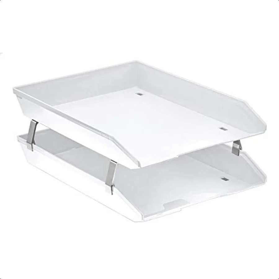 

Acrimet Facility 2 Tier Letter Tray Front Load Letter Size A4 Desktop File Organizer Plastic White Color