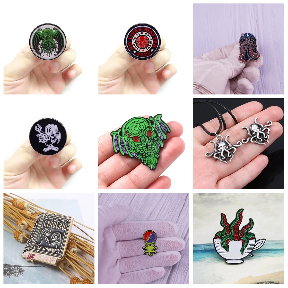 Anime Octopus Tentacles Enamel Pins Brooches Set Fiction Game Exaggerated Horrific Backpack Lapel Badges Jewelry Gifts Wholesale