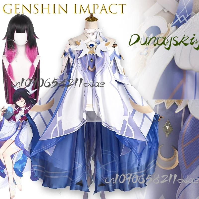 Shop1104345165 Tienda Genshin Impact Moonlit Maiden Columbina Cosplay Peluca Dea Lolita Sexy Halloween Navidad ‌ ‌ ‌