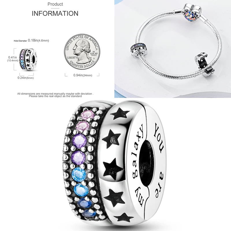 925 Sterling Silber Sonne Sternenhimmel Charms Serie Gold Sonne Sterne Mond Anhänger Passend für Armband DIY Schmuck Original Mode für Frauen – Detail 40