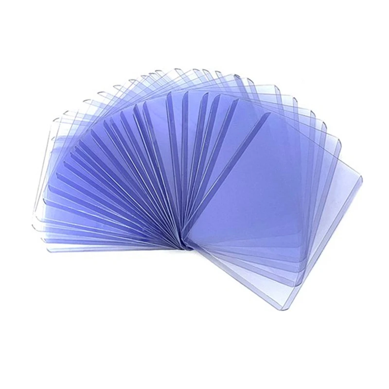 AA94-50Pcs Holder Toploaders And Clear Sleeves For Collectible Trading Basketball Sports Cards 35PT Rigid Plastic