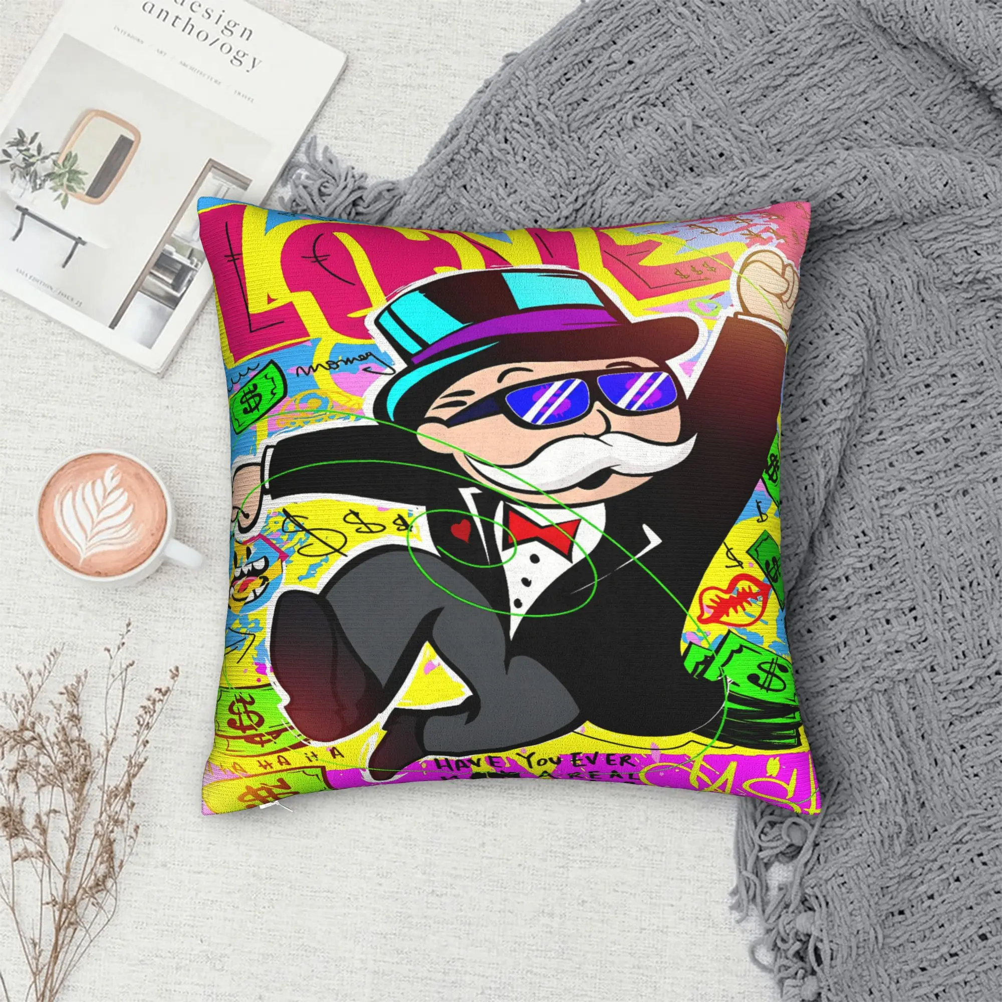 Monopolys Money Dance Pillow Cover  Comfy Cushion Cover Funny Pillow Case For Office Car Home Decor