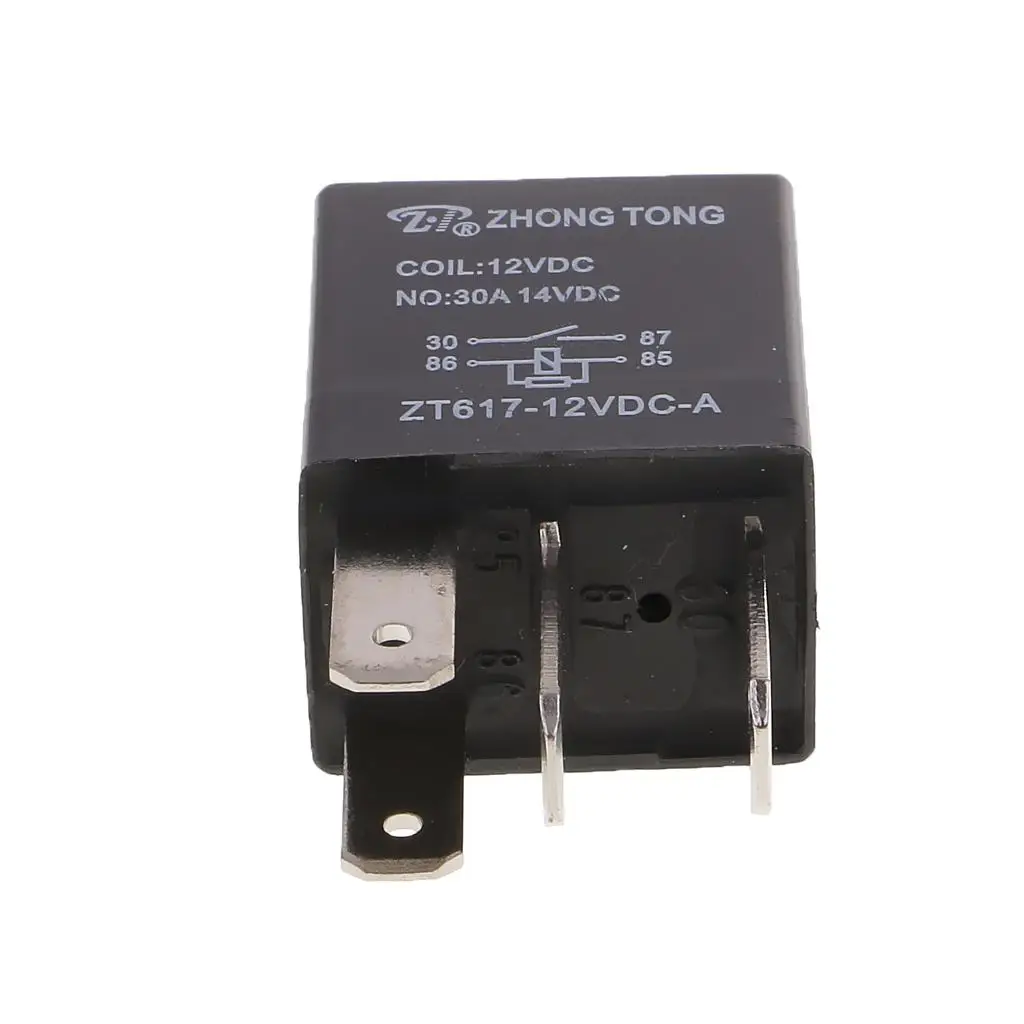 Automotive Relay 12v 4 Pin Black Heavy Duty Car Relay for Electric Cooling Fan and Auxiliary Accessories