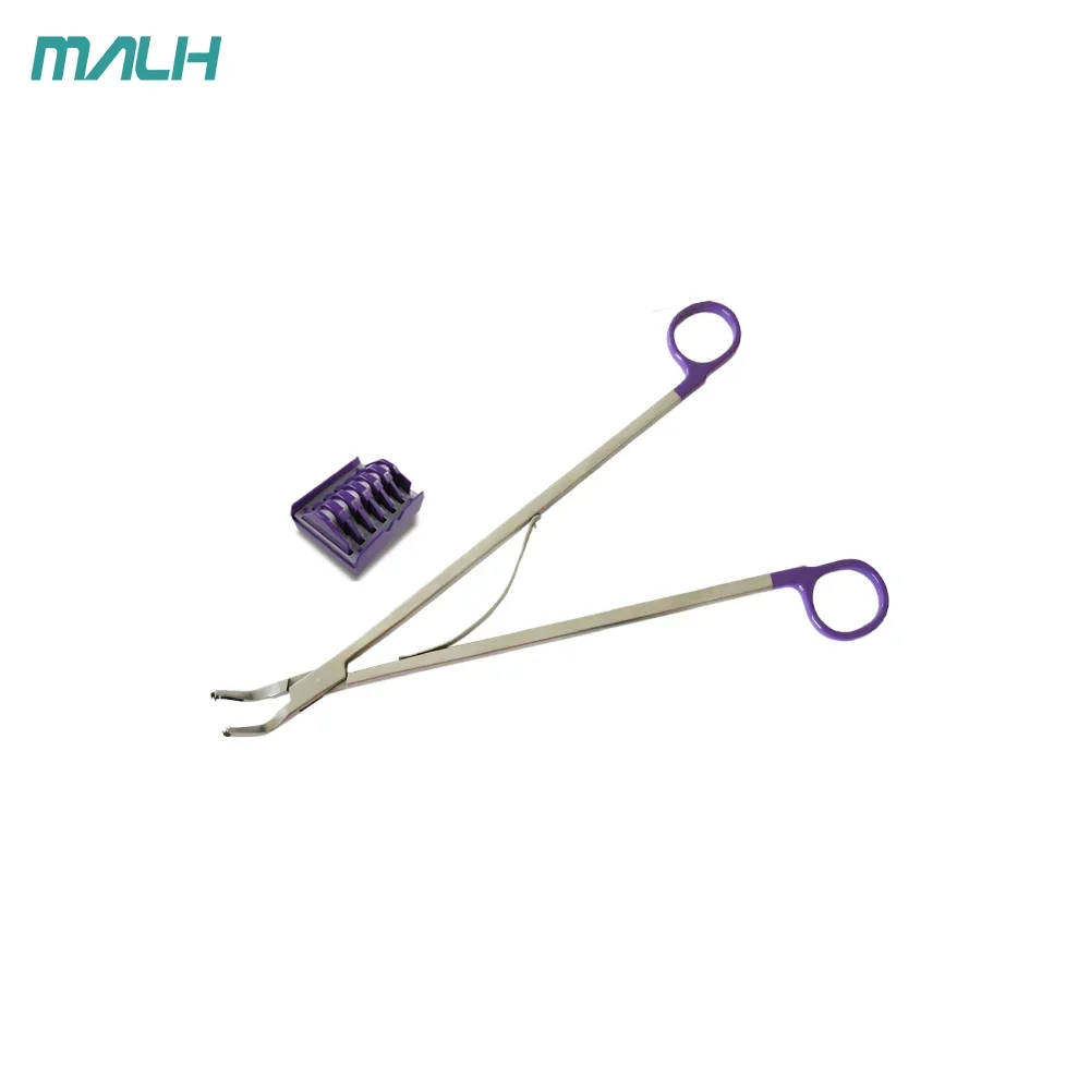 Aplicador de clip Hemolok Hemolock Endoclip Poly-lok Hemoclip Hemolok de cirugía abierta de ángulo recto curvo/Applicador de clip hemostático Hem-o-lok