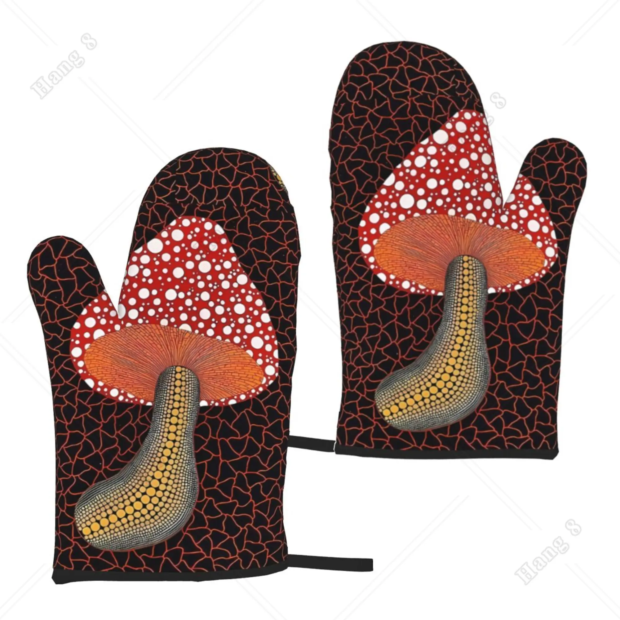 Mushroom Halloween Strange Gloves Set of 2 Kitchen Gloves Women Men Oven Gloves Heat Resistant for BBQ Cooking Oven Mitts