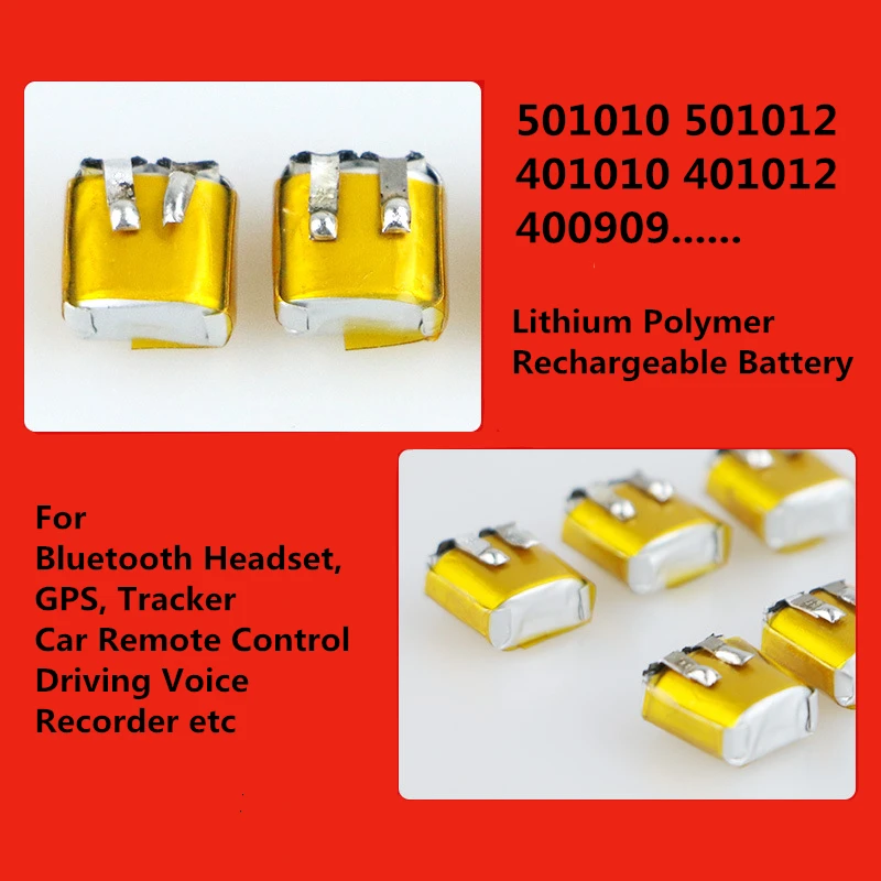 4PCS/Lot 501010 501012 401010 401012 400909 3.7V Lithium Polymer Battery For TWS Bluetooth Headset I7 I9S i10 I12 MP3 MP4 GPS