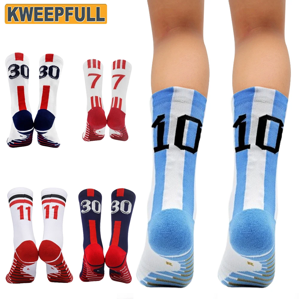 

1Pair Football Lover Gifts for Athletic Socks Cushion Running Performance Breathable Crew Socks Outdoor Sports Socks