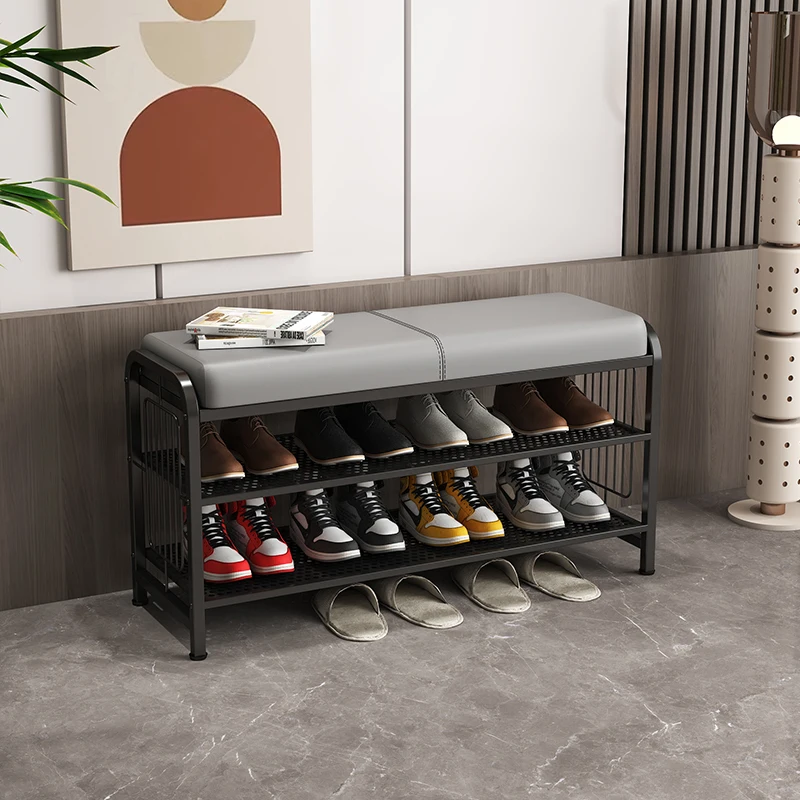 

Modern Nordic Hallway Shoe Stool Leisure Portable Home Cabinet Change Soft Cushion Long Seatable Chair Design Entrance Furniture