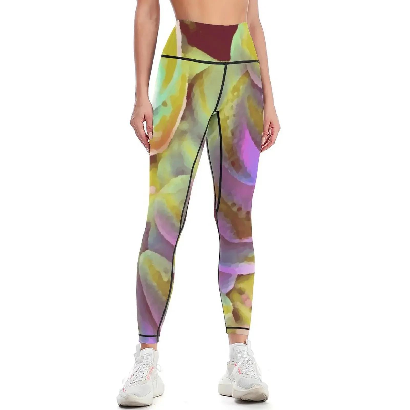 

Succulents with a twist by Iritof Leggings gym pants for physical workout clothes for workout shorts Womens Leggings