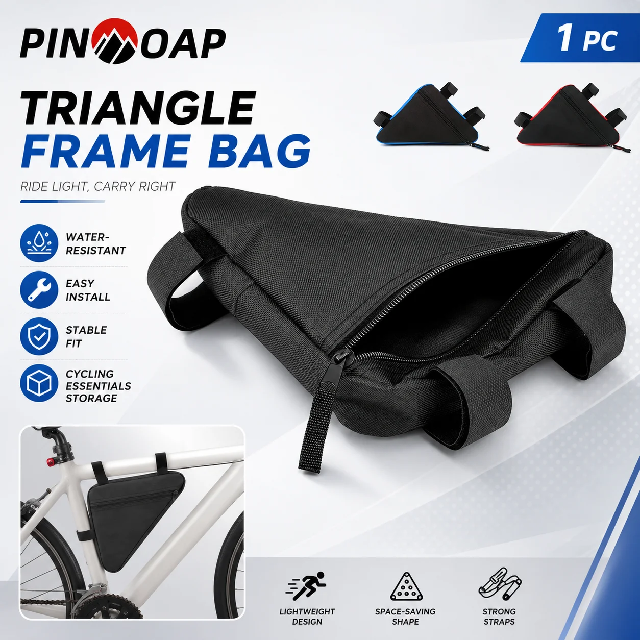 AliExpress pinmoap PINMOAP 1PC Bike Triangle Frame Bag Waterproof Bicycle Storage Pouch Large Capacity Cycling Tool Bag Fit MTB Road Bike Accessori