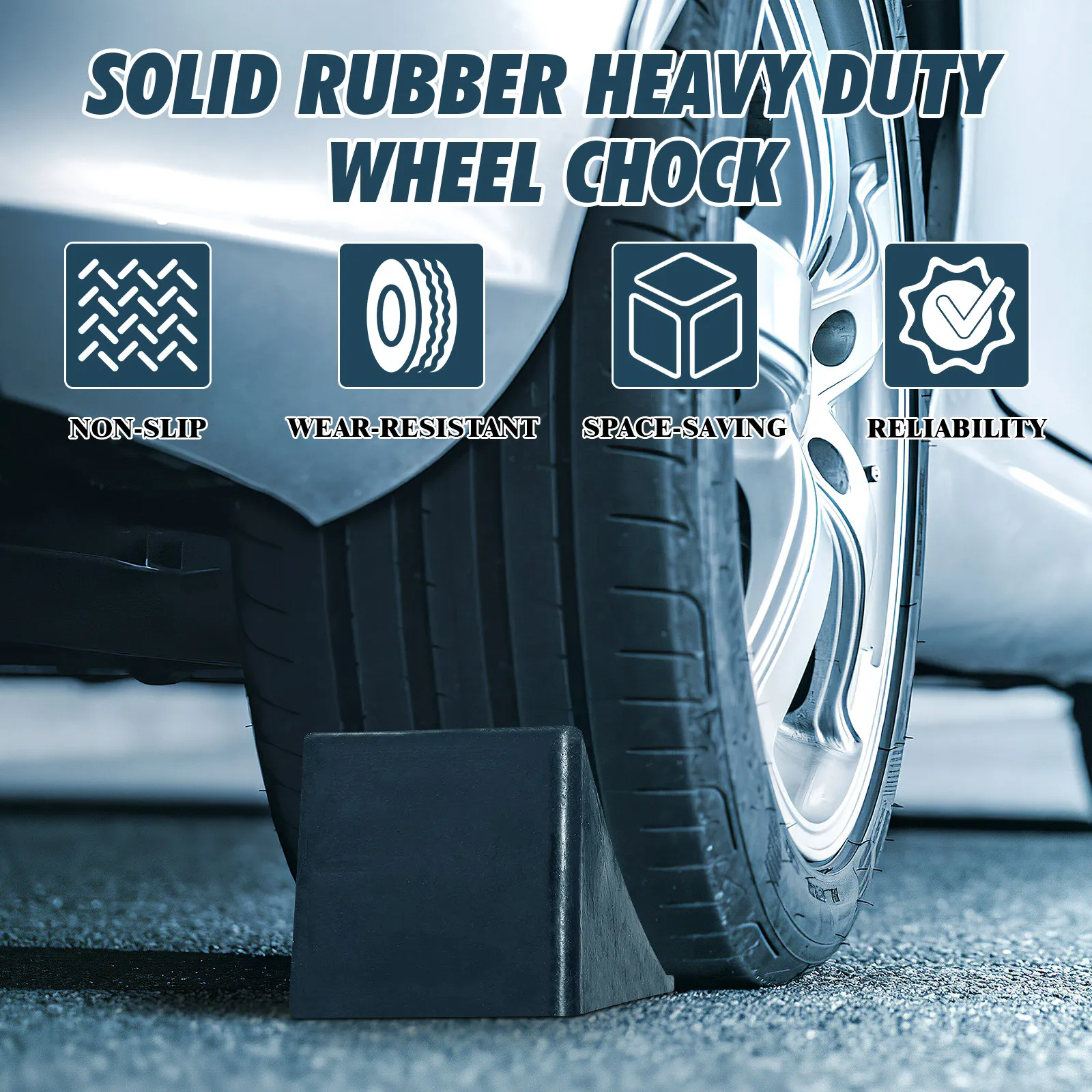 Wheel Chock 10x10x16cm Tire Stopper Rubber Block Heavy Duty Vehicle Camper Stabilizer Caravan Trailer Leveling Pad