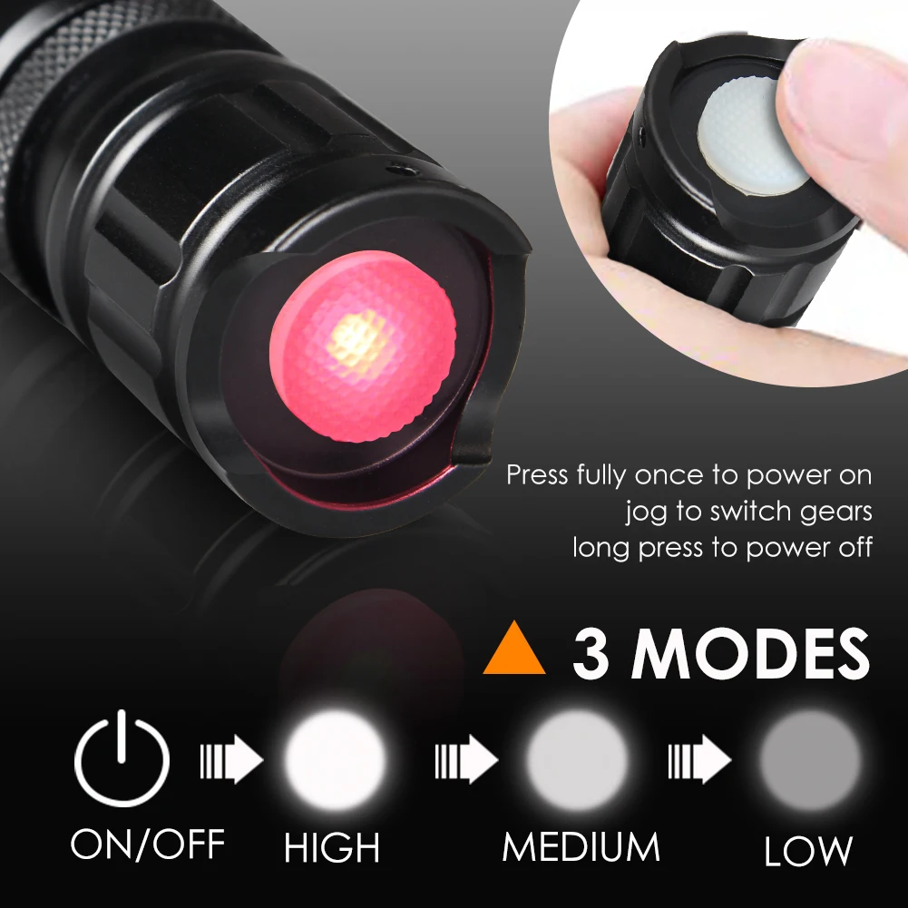 UniqueFire 2001 Fresnel Lens IR 940NM 850NM LED Flashlight Set+ Red Green White LED Pill+Scope Mount+Charger Zoom Hunting Torch