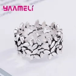 Nuovi Arrivi 2020 925 Sterling Silver Foglie Anelli Aperti per Le Donne da Sposa Regolabile Anelli Knuckle di Barretta Dei Monili di Bijoux