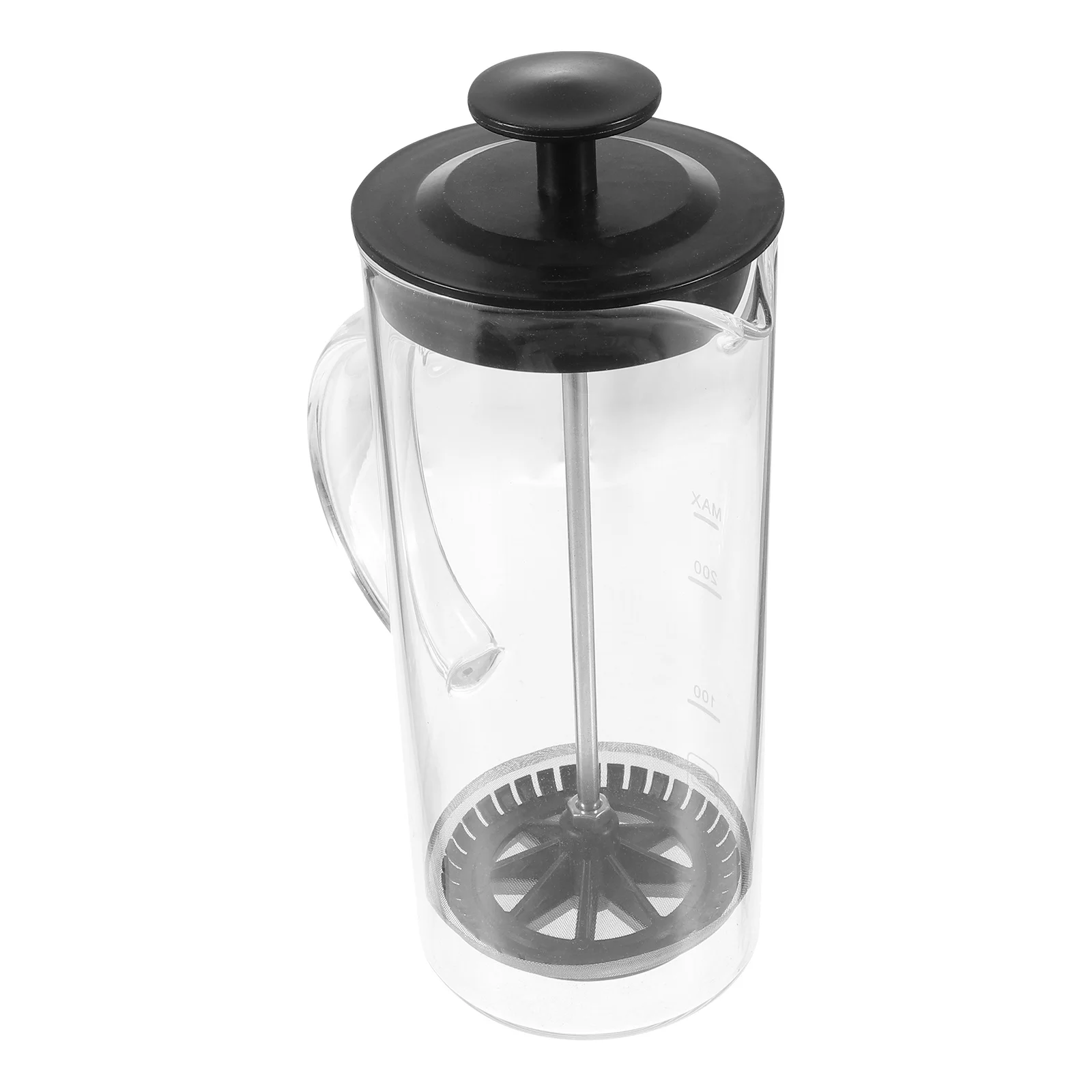 

Milk Coffee Bubbler Pot Foaming Simple Press Fashion Office Coffeepot with Scale