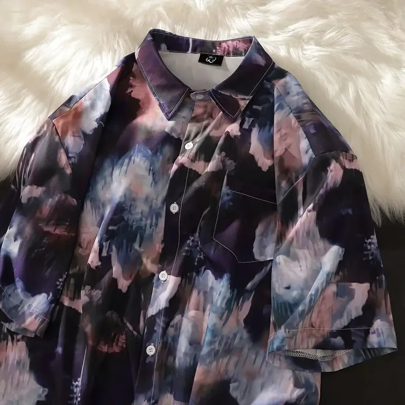 Camisa com flores tropicais 3D masculina e feminina estampada, moda casual, mangas curtas, lapela de botão, streetwear, extragrande, roupa unissex