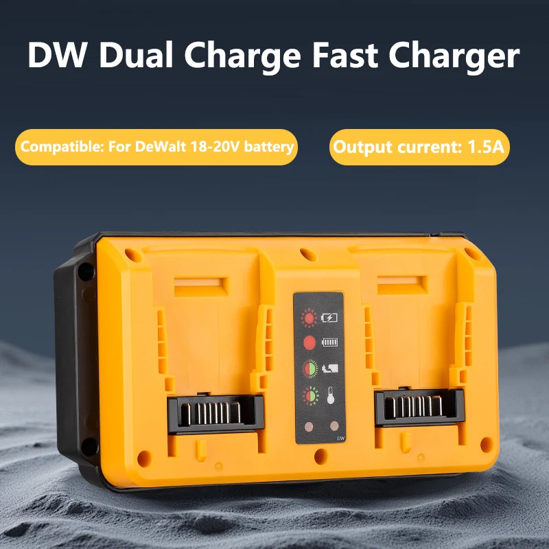 

NEW Portable Dual Ports Charger For Dewalt 18V-20V Lithium Battery Rechargeable DCB207 DCB206 DCB204 DCB203 Fast Charger EU Plug