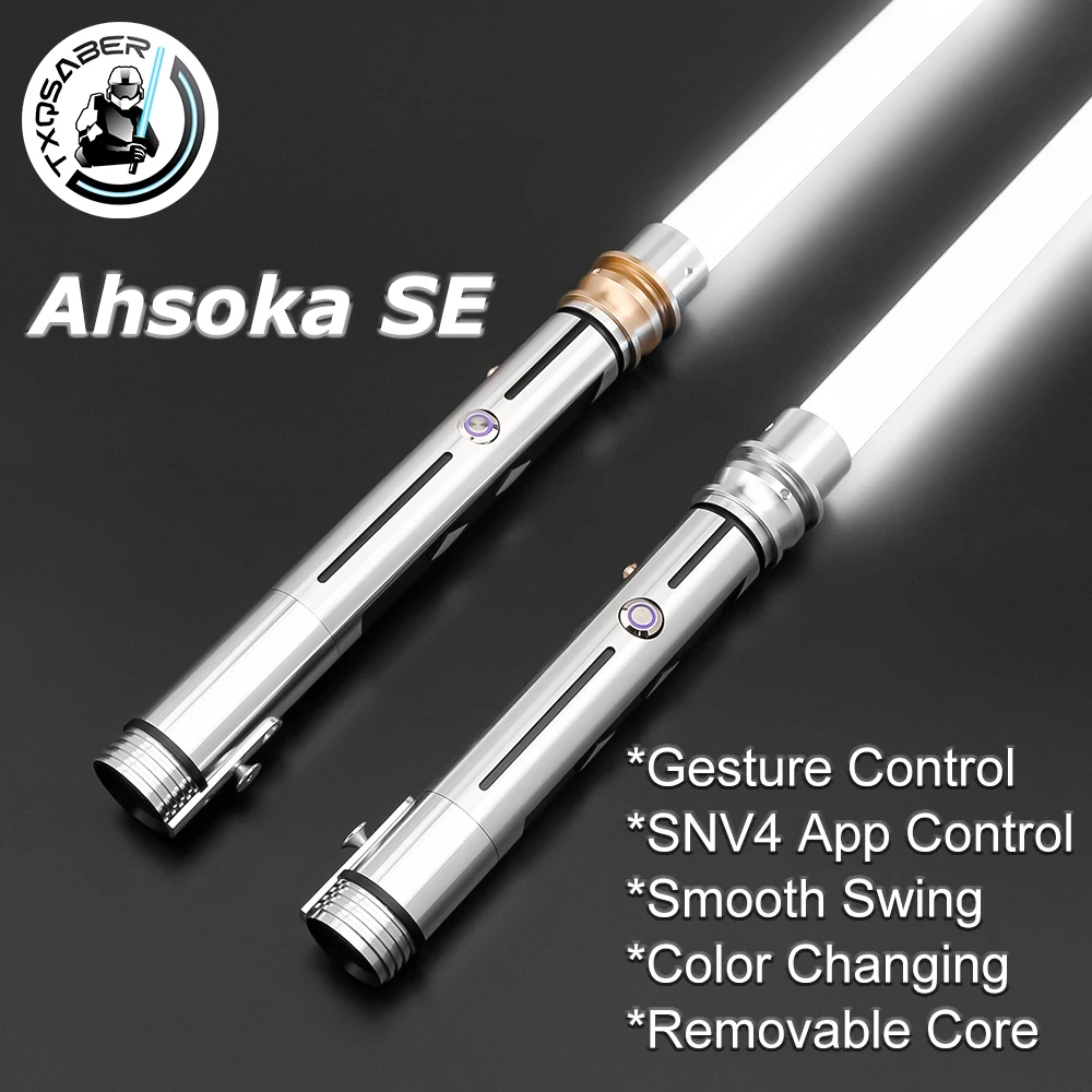 TXQSABER Neo Pixel Lightsaber 2PCS Double Blade Smooth Swing App Control Light Sword Metal Handle Sith Cosplay Toys AhsokaSE