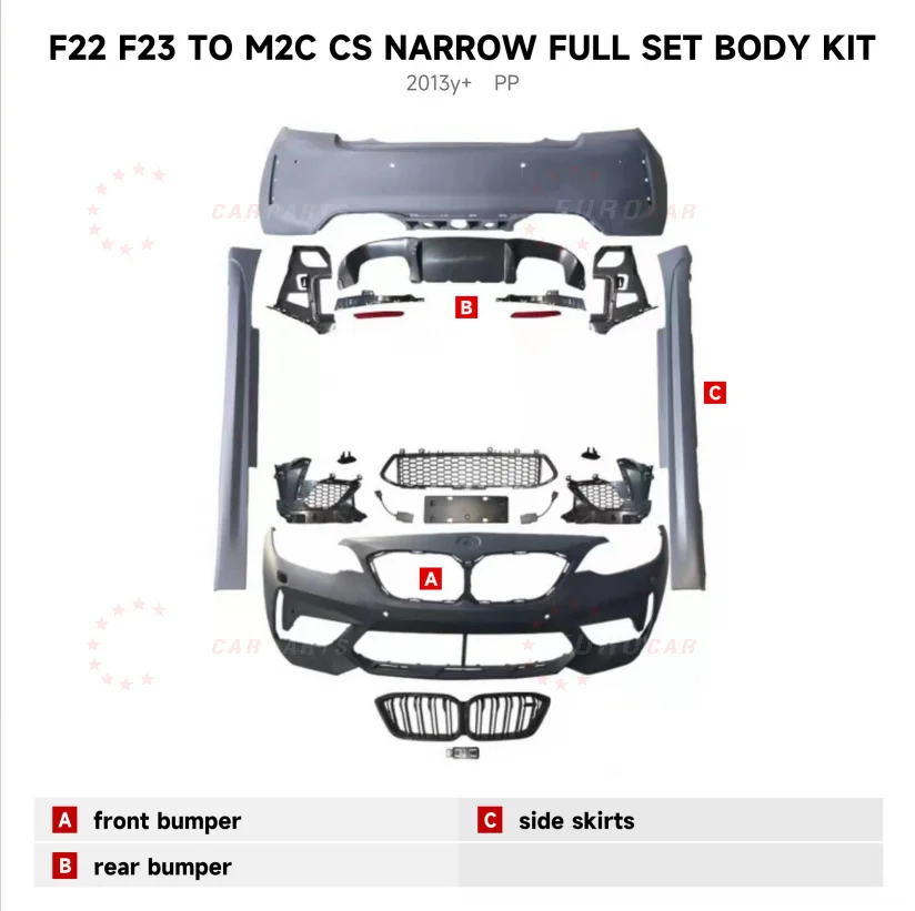 2s Series F22 F23 Upgrade to M2C CS Narrow Full Set Body Kit 2013year+